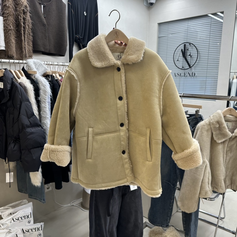 ASCEND韓國代購㊣女裝新款時尚職業熱賣人氣25秋冬短款大衣ASCEND短款大衣圖色2