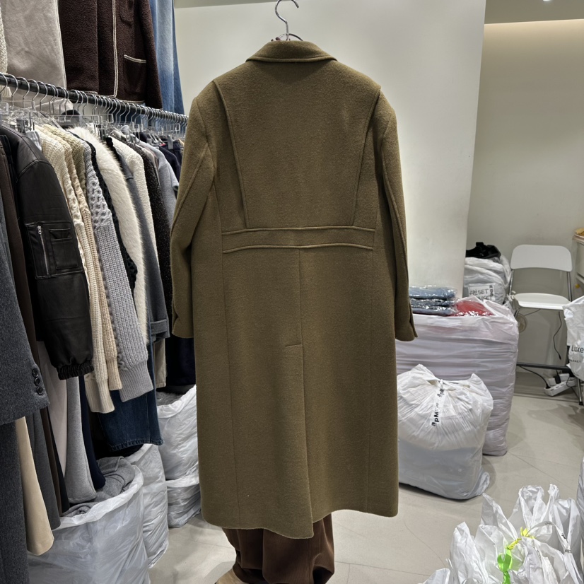 AT THE END東大門㊣代購女士新品25秋冬職業中長款大衣羊毛AT THE END中長款大衣