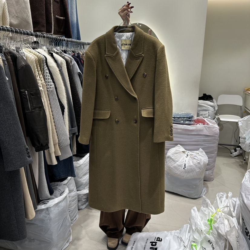 AT THE END東大門㊣代購女士新品25秋冬職業中長款大衣羊毛AT THE END中長款大衣圖色1