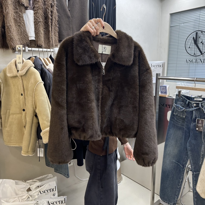 ASCEND東大門㊣直郵女士新品職業真品推薦時尚短款大衣貂皮ASCEND短款大衣圖色2