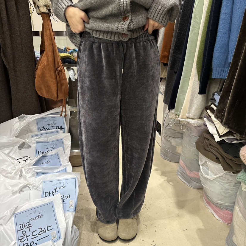 MELO東大門㊣直郵女裝新款休閑推薦25秋冬熱賣休閑褲天鵝絨MELO休閑褲圖色1