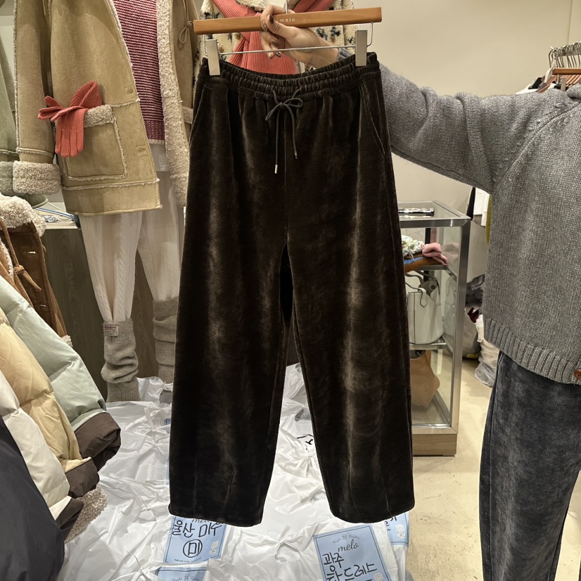 MELO東大門㊣直郵女裝新款休閑推薦25秋冬熱賣休閑褲天鵝絨MELO休閑褲圖色2