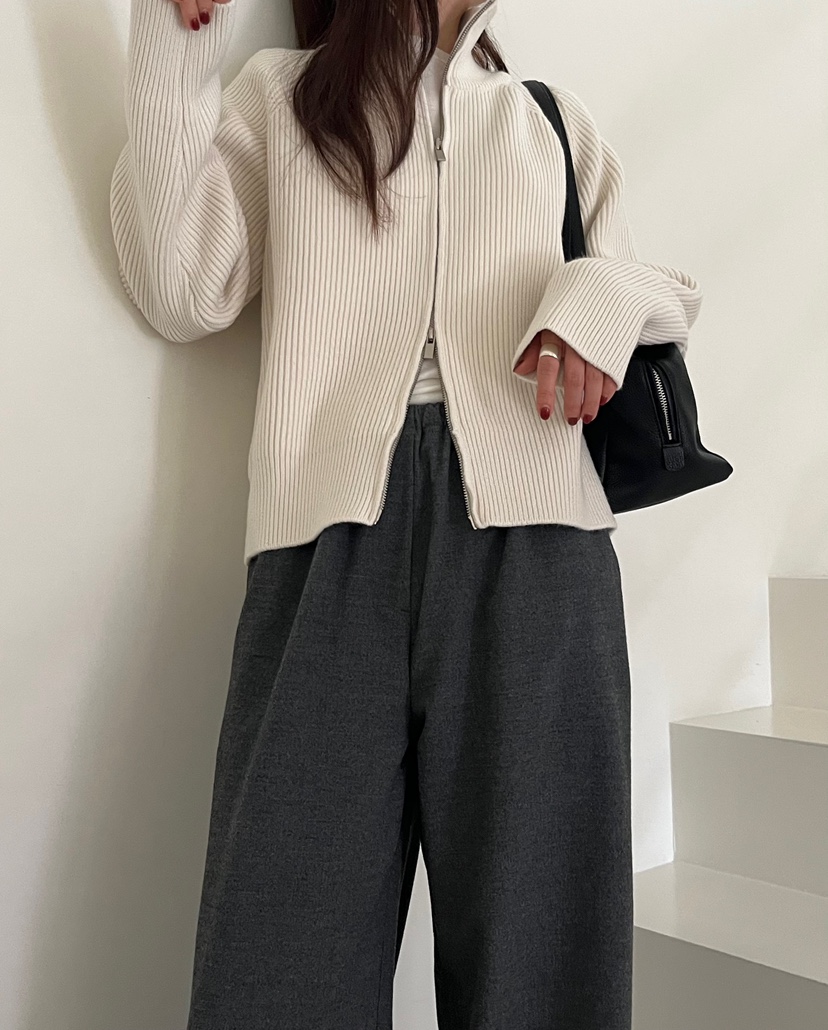 NYLON韓國直郵㊣女士新品人氣25秋冬職業真品休閑針織衫拉鏈NYLON針織衫