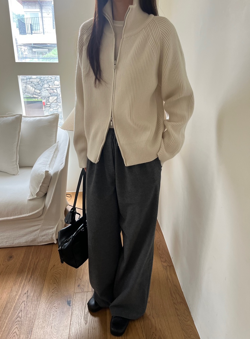 NYLON韓國直郵㊣女士新品人氣25秋冬職業真品休閑針織衫拉鏈NYLON針織衫