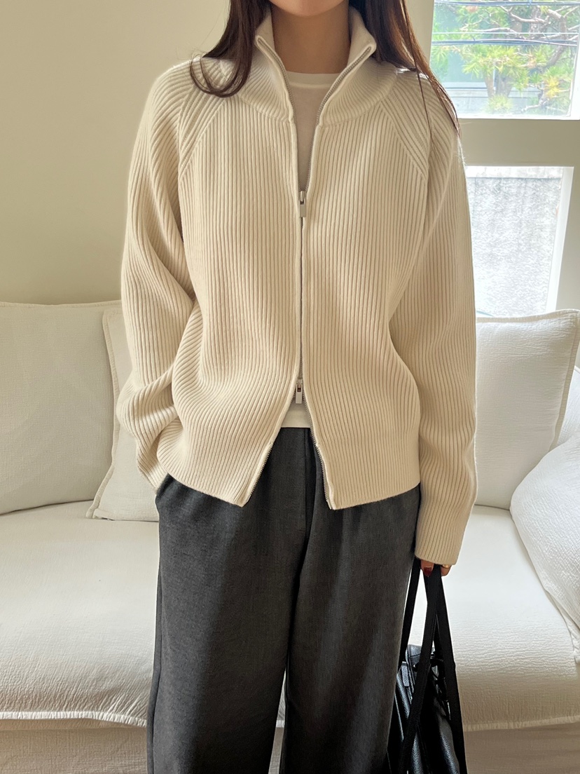 NYLON韓國直郵㊣女士新品人氣25秋冬職業真品休閑針織衫拉鏈NYLON針織衫