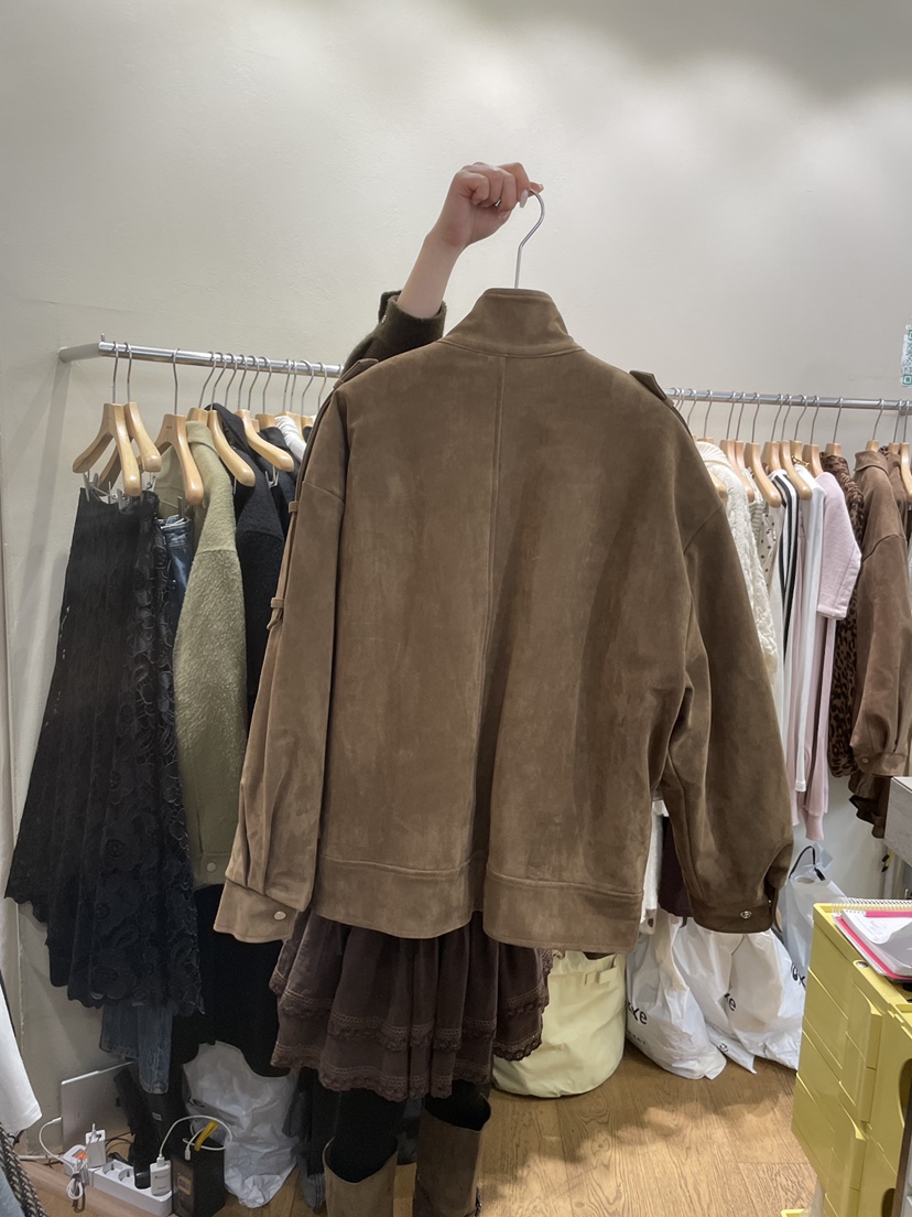 AUVERFIT韓國代購㊣女士新品真品25秋冬熱賣夾克麂皮羅紋絨AUVERFIT夾克