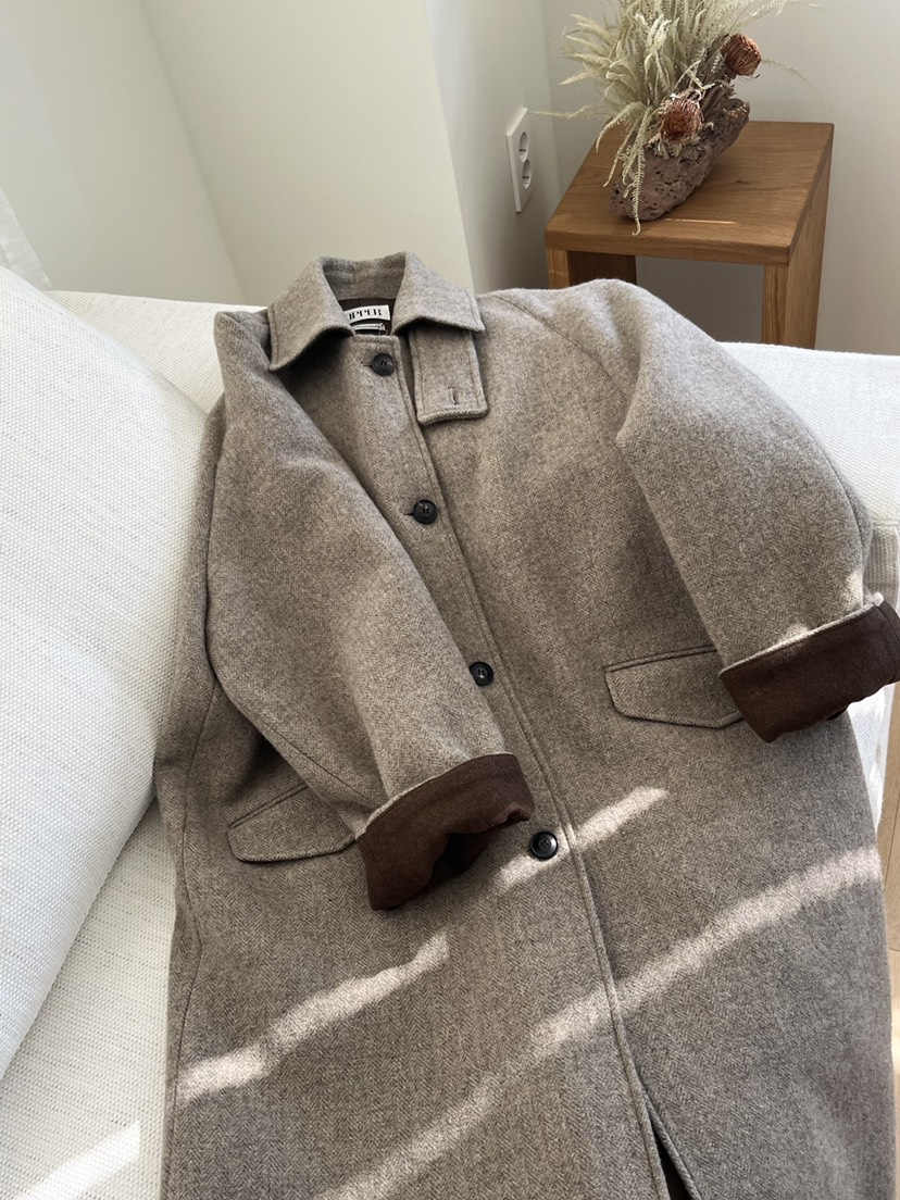 NYLON韓國直郵㊣女士新品25秋冬人氣熱賣職業中長款大衣羊毛NYLON中長款大衣