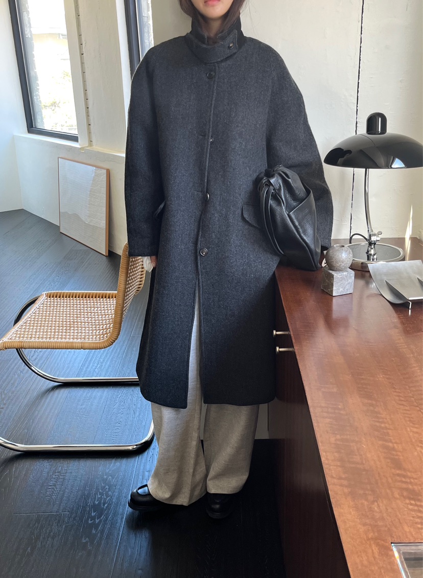 NYLON韓國直郵㊣女士新品25秋冬人氣熱賣職業中長款大衣羊毛NYLON中長款大衣