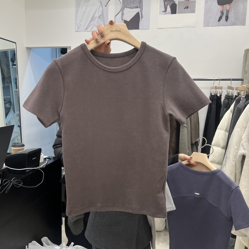 RECOVER韓國代購㊣女裝新品真品25秋冬休閑職業時尚熱賣T恤RECOVER/MOMENTT恤圖色3