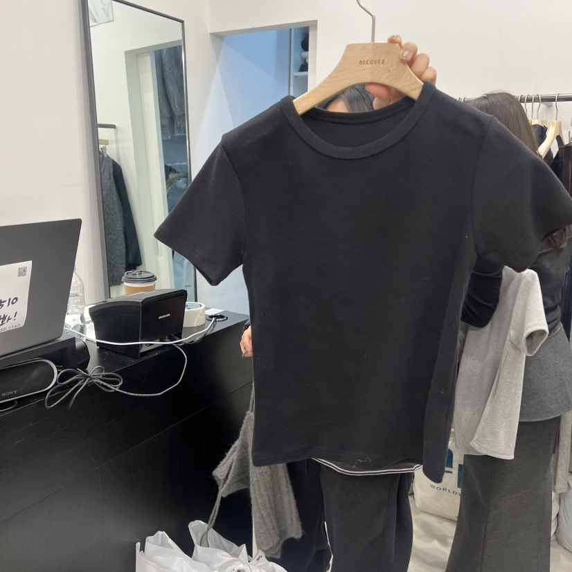 RECOVER韓國代購㊣女裝新品真品25秋冬休閑職業時尚熱賣T恤RECOVER/MOMENTT恤圖色4