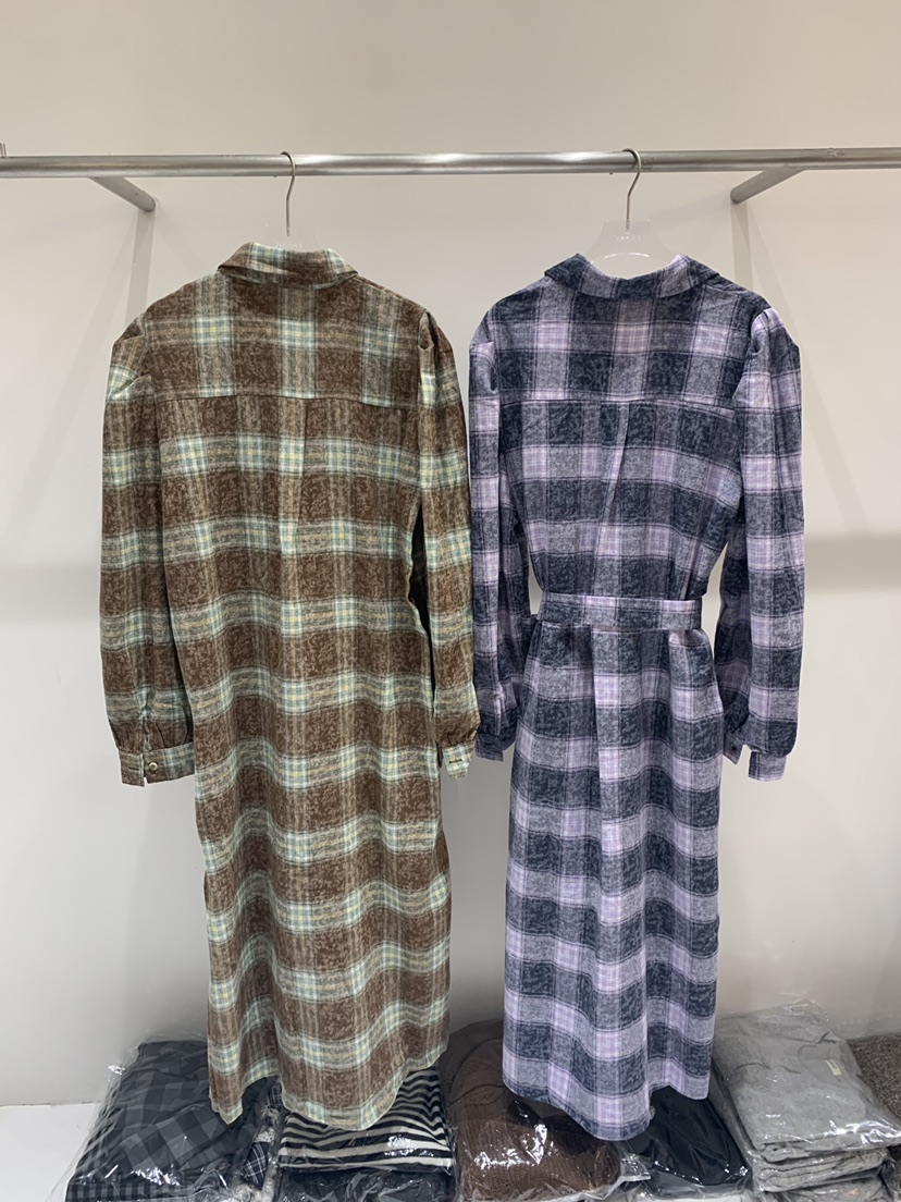 FABRIC東大門㊣直郵女裝新款25秋冬時尚熱賣人氣連衣裙格子FABRIC連衣裙