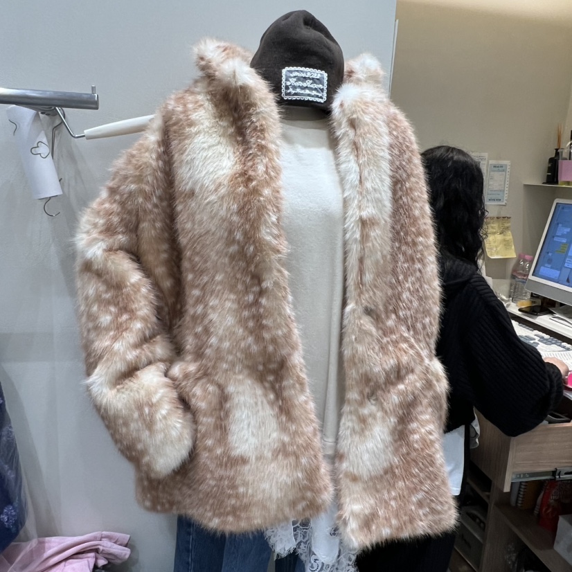 BY FLOW韓國直郵㊣女裝新品職業推薦時尚休閑中長款大衣皮草BY FLOW中長款大衣圖色1