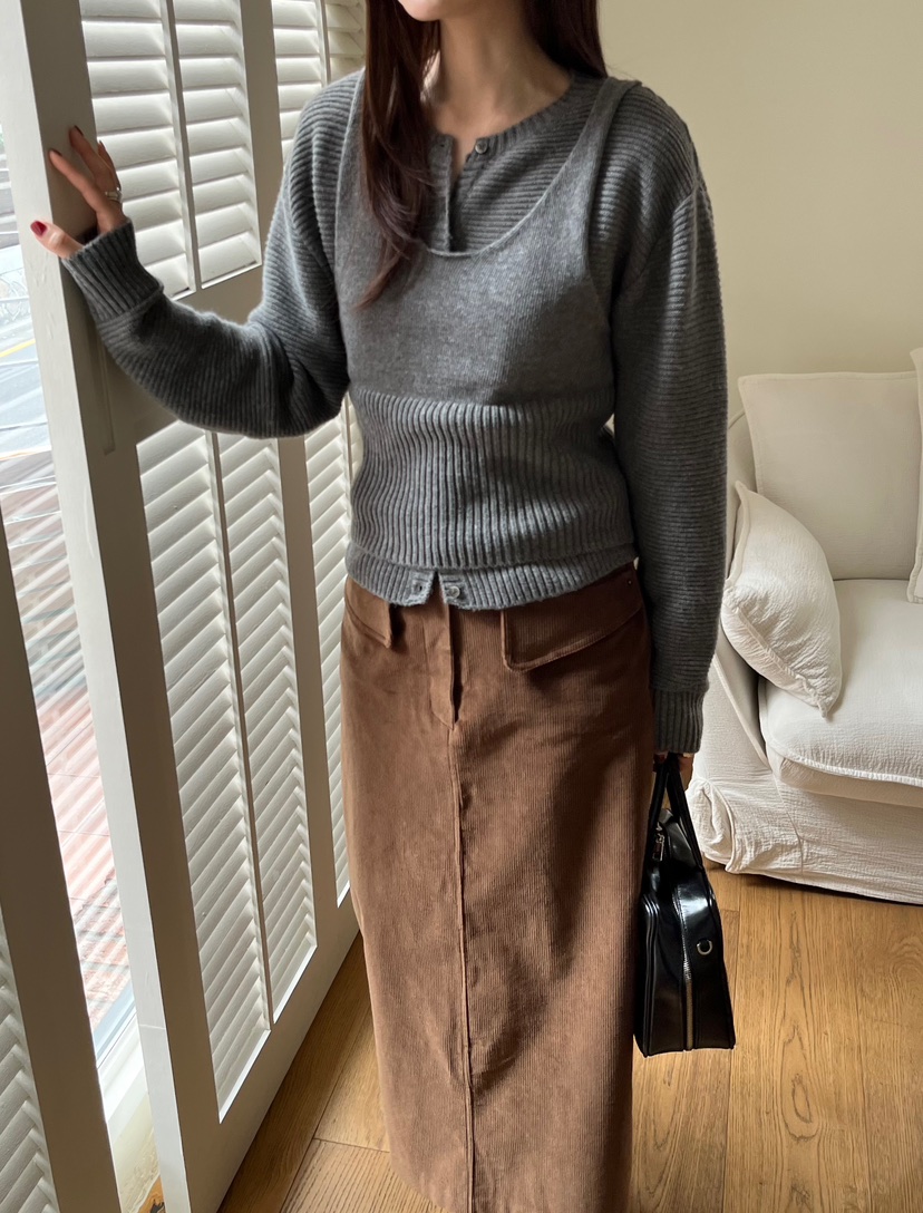 NYLON韓國代購㊣女士新品真品25秋冬推薦時尚人氣職業休閑長裙NYLON長裙