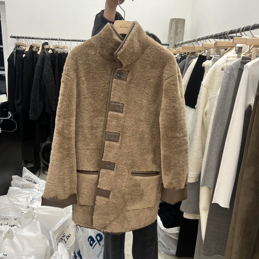 RECOVER韓國直郵㊣女士新款時尚休閑真品人氣25秋冬中長款大衣RECOVER/MOMENT中長款大衣圖色1