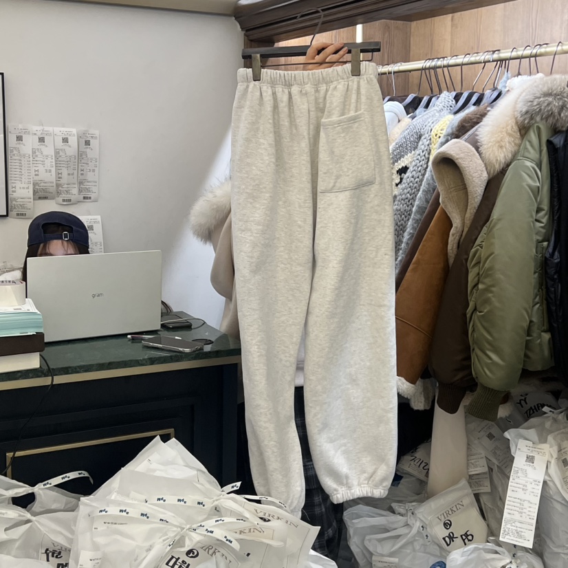 VIRKIN韓國代購㊣女士新款25秋冬熱賣職業休閑褲加絨皮褲羊皮VIRKIN休閑褲