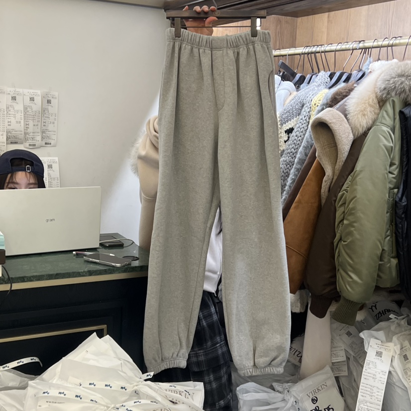 VIRKIN韓國代購㊣女士新款25秋冬熱賣職業休閑褲加絨皮褲羊皮VIRKIN休閑褲圖色2