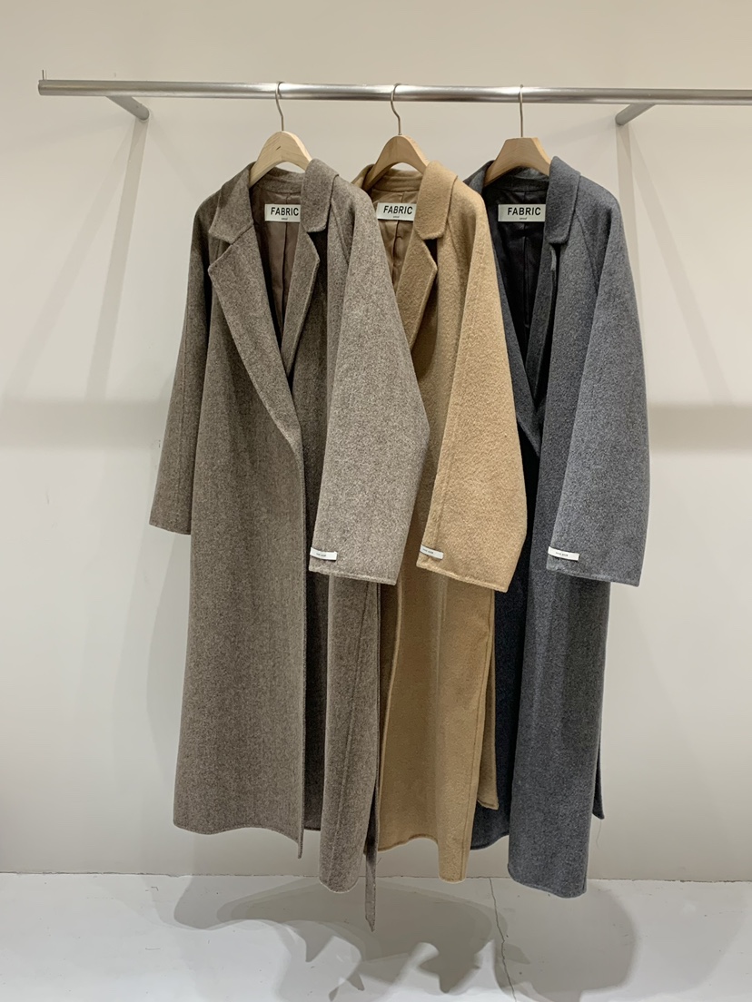 FABRIC東大門㊣實拍女裝新品職業休閑25秋冬中長款大衣插肩袖FABRIC中長款大衣