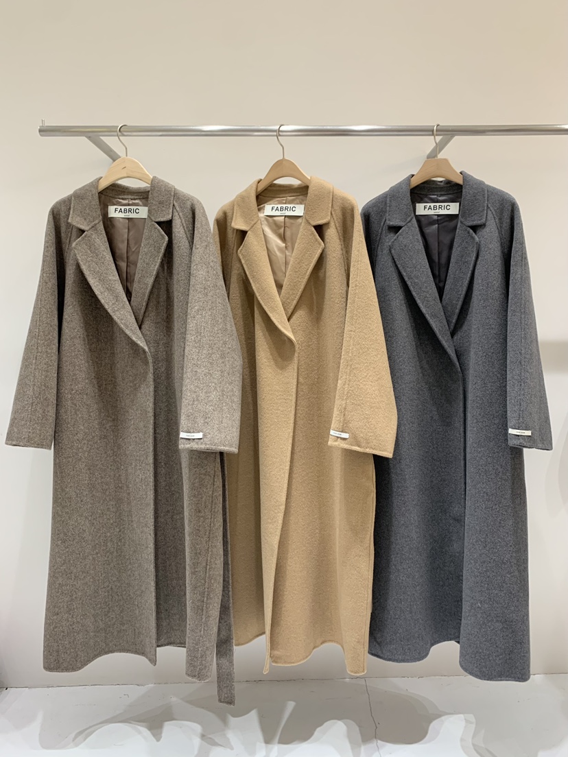 FABRIC東大門㊣實拍女裝新品職業休閑25秋冬中長款大衣插肩袖FABRIC中長款大衣