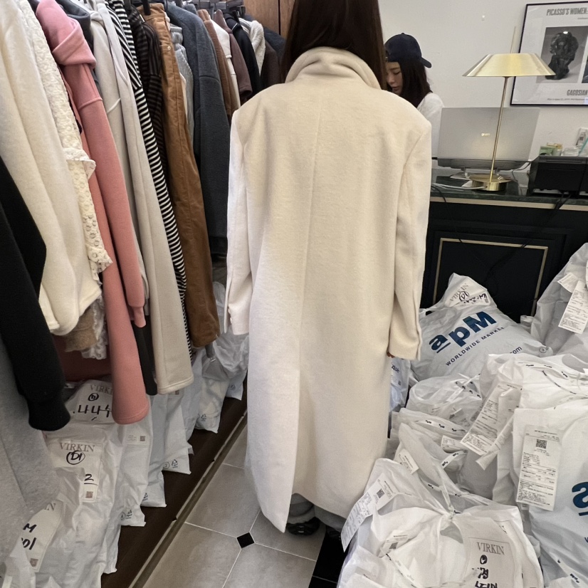 VIRKIN東大門㊣代購女士新款推薦職業休閑熱賣中長款大衣夾棉VIRKIN中長款大衣