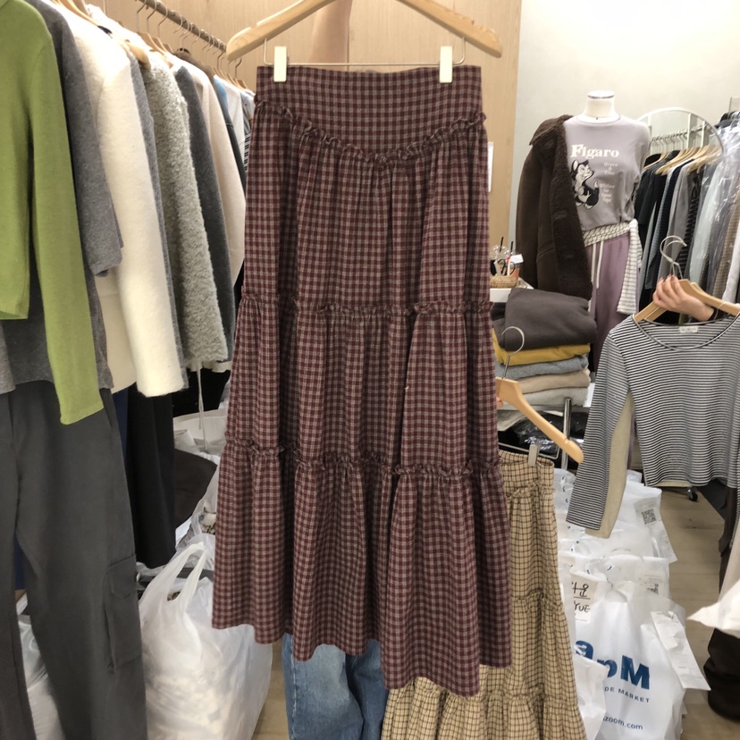 VILLABUTTON東大門㊣直郵女裝新品推薦25秋冬休閑時尚長裙格子VILLABUTTON長裙圖色2