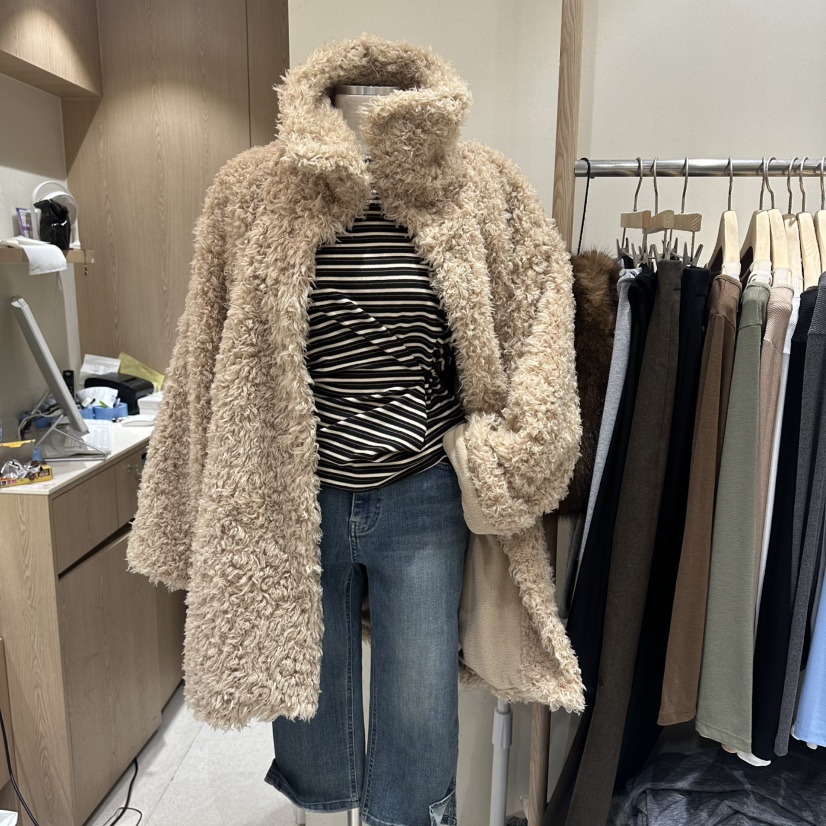 VINTAGE VIBE韓國代購㊣女裝新款25秋冬熱賣職業中長款大衣VINTAGE VIBE中長款大衣圖色1