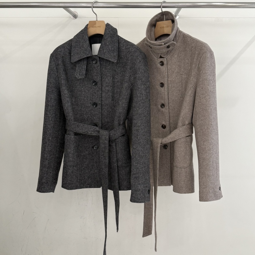 ADELINE韓國直郵㊣女裝新款時尚熱賣職業25秋冬人氣夾克含腰帶ADELINE夾克