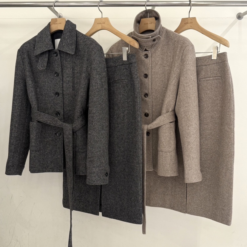 ADELINE韓國直郵㊣女裝新款時尚熱賣職業25秋冬人氣夾克含腰帶ADELINE夾克