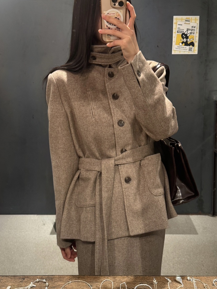 ADELINE韓國直郵㊣女裝新款時尚熱賣職業25秋冬人氣夾克含腰帶ADELINE夾克