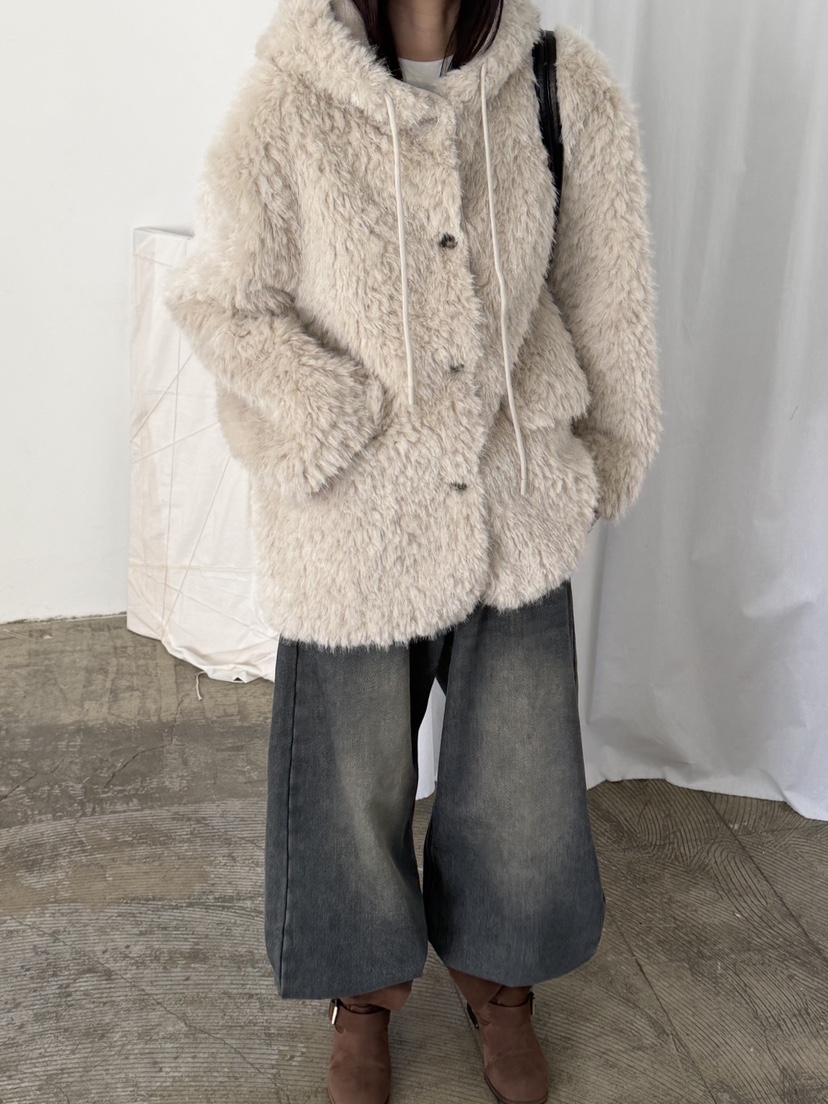 RIVER RAIN東大門㊣直郵女裝新款職業休閑25秋冬短款大衣皮草RIVER RAIN短款大衣