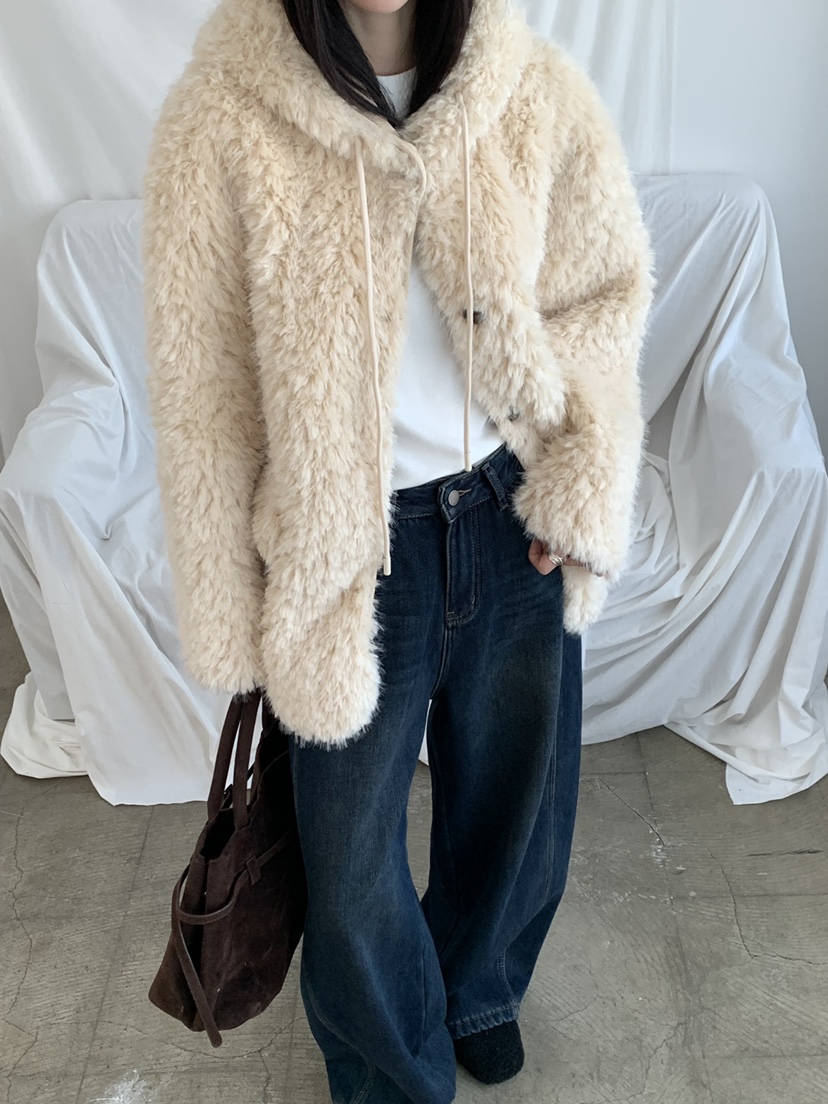 RIVER RAIN東大門㊣直郵女裝新款職業休閑25秋冬短款大衣皮草RIVER RAIN短款大衣