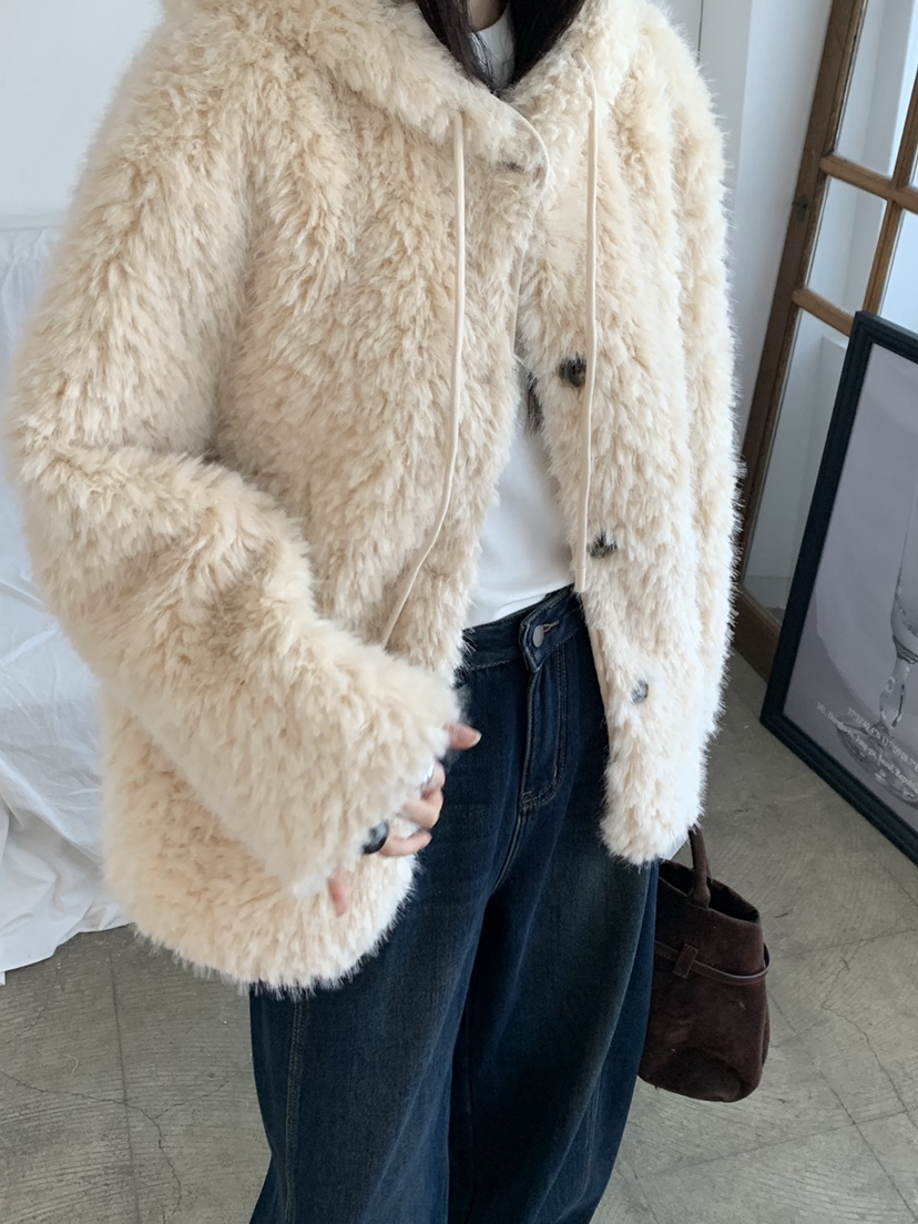 RIVER RAIN東大門㊣直郵女裝新款職業休閑25秋冬短款大衣皮草RIVER RAIN短款大衣圖色1