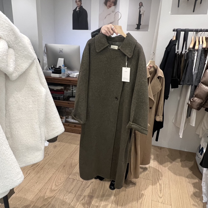 OURIN東大門㊣實拍女士新品人氣時尚真品25秋冬中長款大衣含腰帶OURIN中長款大衣圖色3