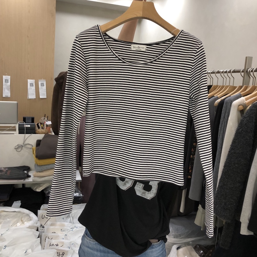 VILLABUTTON韓國直郵㊣女士新款真品職業時尚25秋冬長袖T恤VILLABUTTON長袖T恤圖色1