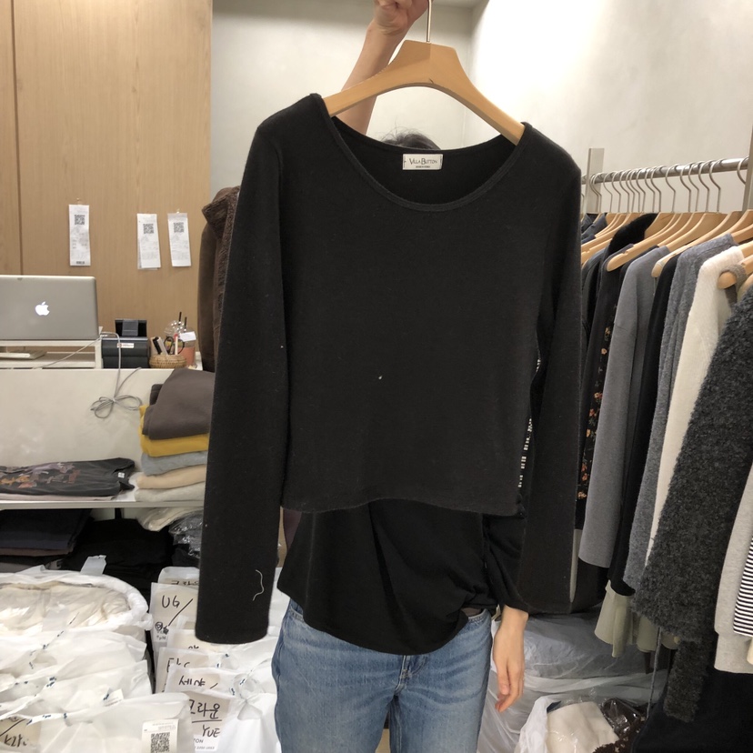 VILLABUTTON東大門㊣直郵女裝新品真品人氣休閑25秋冬長袖T恤VILLABUTTON長袖T恤圖色1