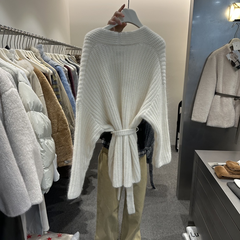 ALTER東大門㊣實拍女裝新品熱賣25秋冬職業時尚針織衫含腰帶Alter針織衫