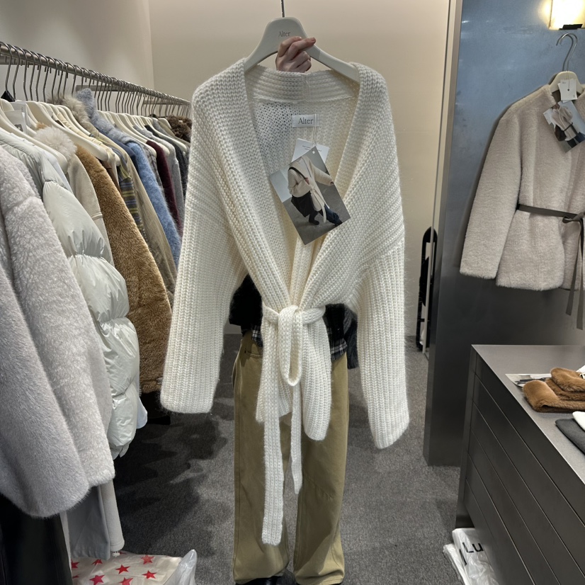 ALTER東大門㊣實拍女裝新品熱賣25秋冬職業時尚針織衫含腰帶Alter針織衫圖色1