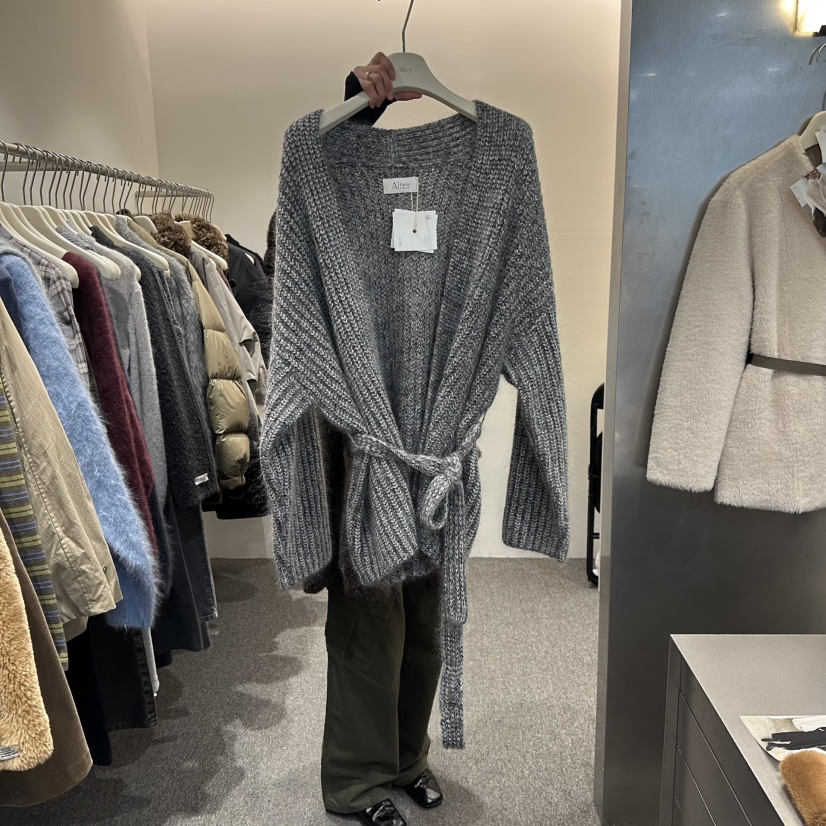 ALTER東大門㊣實拍女裝新品熱賣25秋冬職業時尚針織衫含腰帶Alter針織衫圖色2