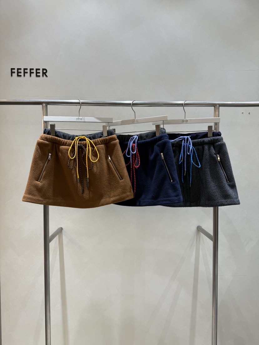 FEFFER韓國代購㊣女裝新款熱賣25秋冬真品推薦人氣裙褲抓絨FEFFER裙褲