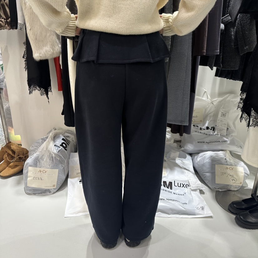 AHOY韓國代購㊣女裝新款人氣真品職業時尚休閑休閑褲荷葉邊AHOY休閑褲