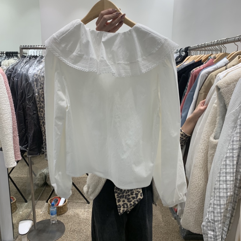 A韓國代購㊣女裝新品職業熱賣人氣25秋冬時尚休閑襯衫蕾絲衫A STORE襯衫/蕾絲衫