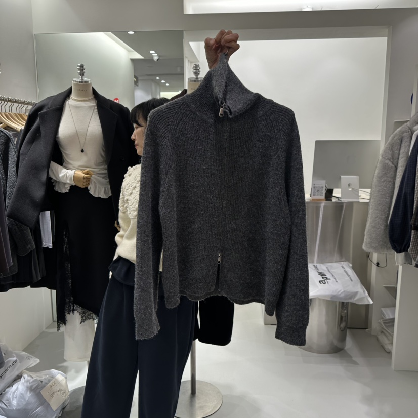 AHOY東大門㊣代購女士新款時尚真品休閑25秋冬毛衣羊毛拉鏈AHOY毛衣圖色2