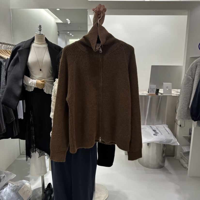 AHOY東大門㊣代購女士新款時尚真品休閑25秋冬毛衣羊毛拉鏈AHOY毛衣圖色3