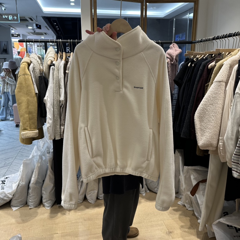 OVERTAKE韓國代購㊣女士新款推薦職業熱賣時尚25秋冬衛衣抓絨OVERTAKE衛衣圖色1