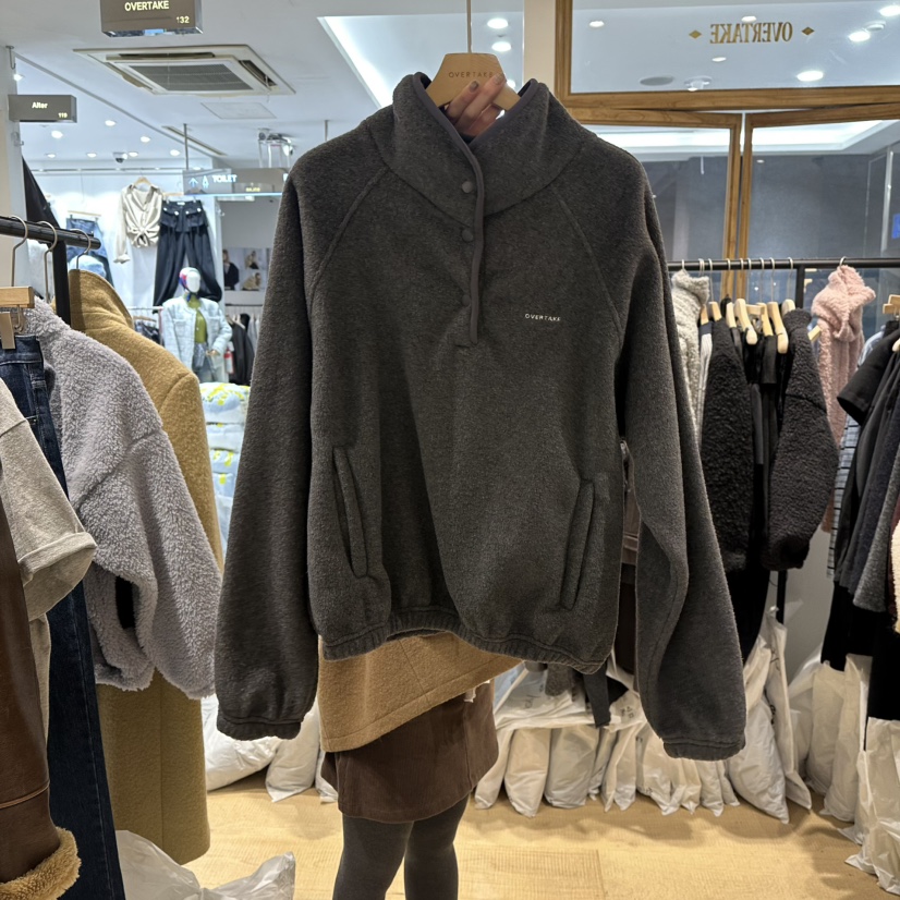 OVERTAKE韓國代購㊣女士新款推薦職業熱賣時尚25秋冬衛衣抓絨OVERTAKE衛衣圖色2