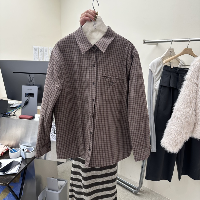 AMOEBA韓國直郵㊣女士新款職業真品25秋冬人氣休閑襯衫蕾絲衫AMOEBA襯衫/蕾絲衫圖色2