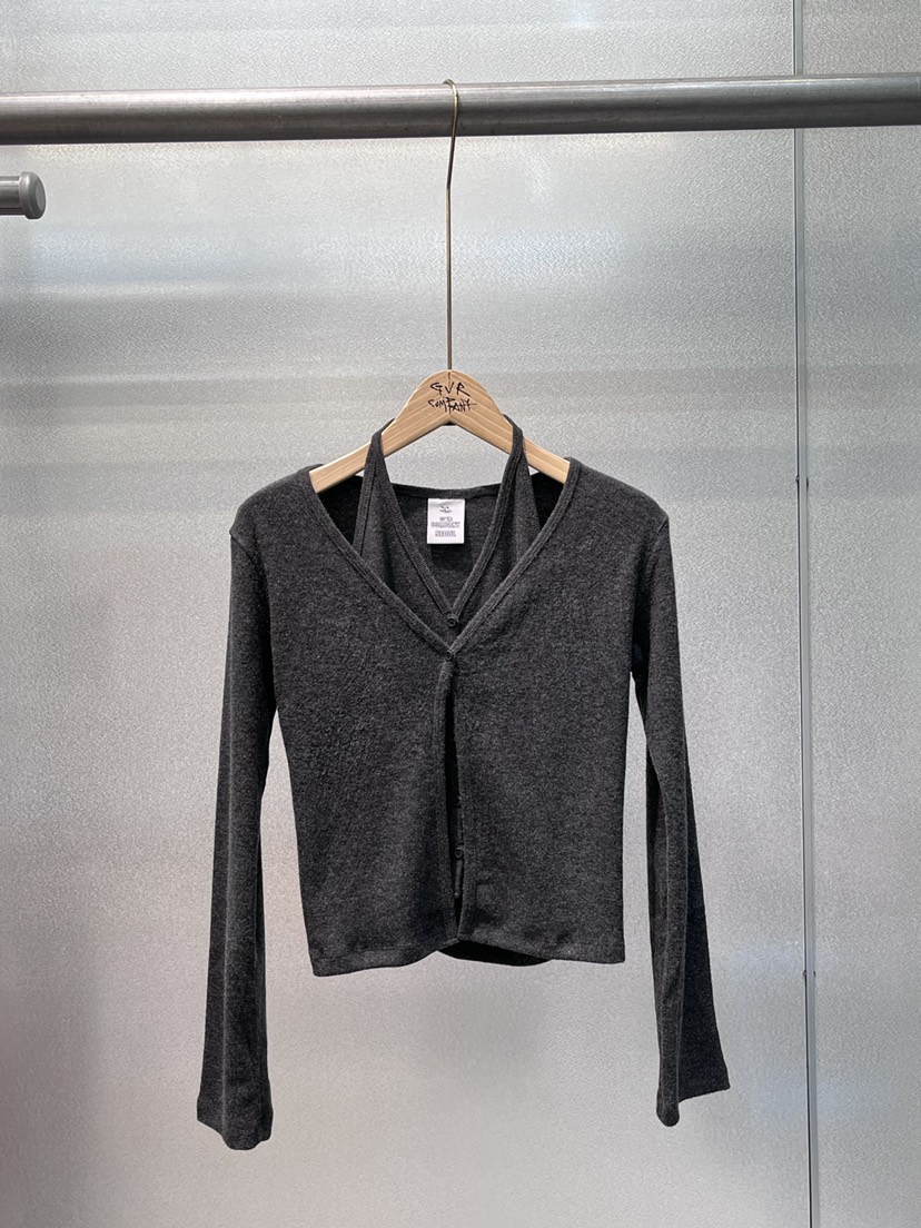 GVR COMPANY東大門㊣代購女裝新款休閑職業針織衫假兩件開衫GVR-COMPANY針織衫圖色3墨色