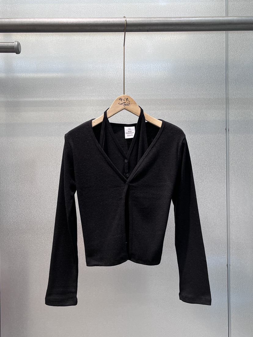 GVR COMPANY東大門㊣代購女裝新款休閑職業針織衫假兩件開衫GVR-COMPANY針織衫圖色4黑色