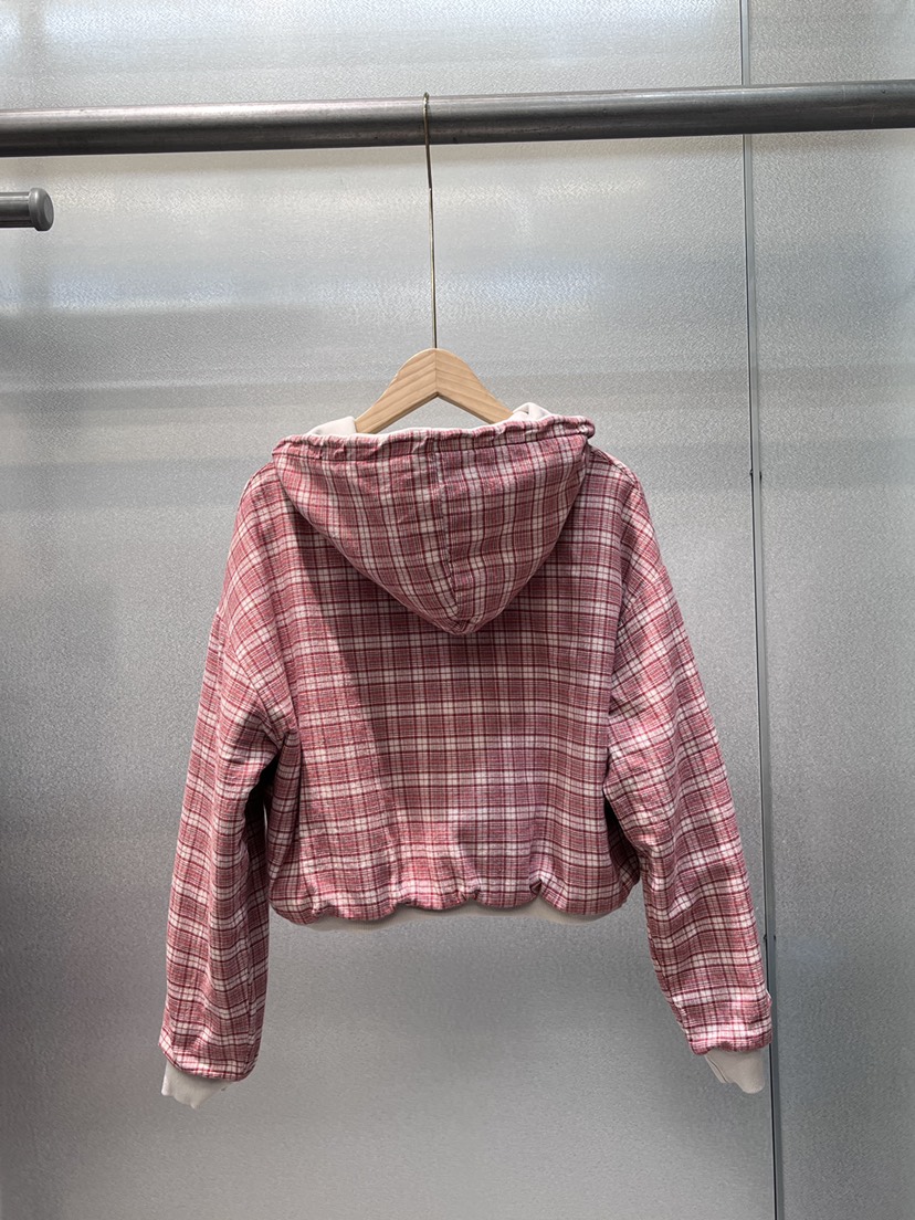 GVR COMPANY東大門㊣實拍女士新品熱賣夾克連帽拉鏈衫里外穿格紋GVR-COMPANY夾克