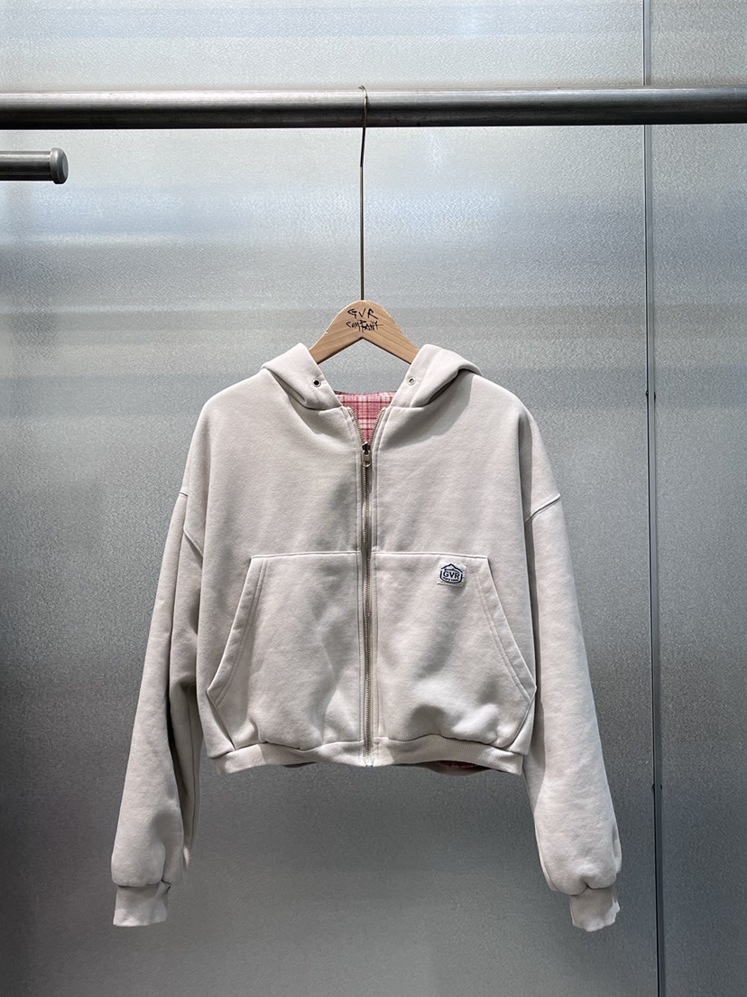 GVR COMPANY東大門㊣實拍女士新品熱賣夾克連帽拉鏈衫里外穿格紋GVR-COMPANY夾克圖色1