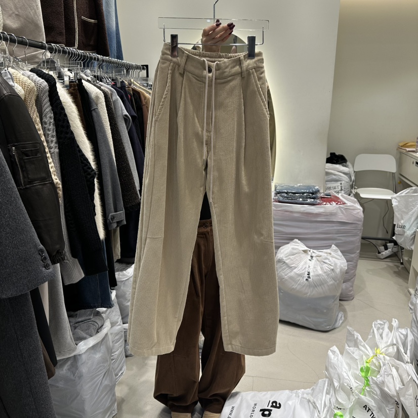 AT THE END韓國直郵㊣女裝新品時尚職業人氣休閑褲燈芯絨AT THE END休閑褲圖色1